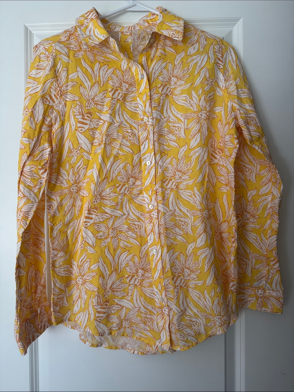 Lilly Pulitzer Yellow and White Floral Button-Up Seaview